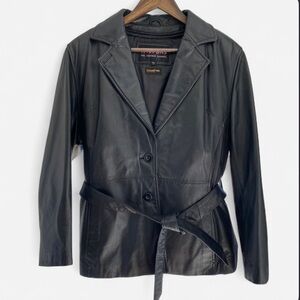 Wilson’s Leather Women’s Belted Blazer Jacket Black Size Large